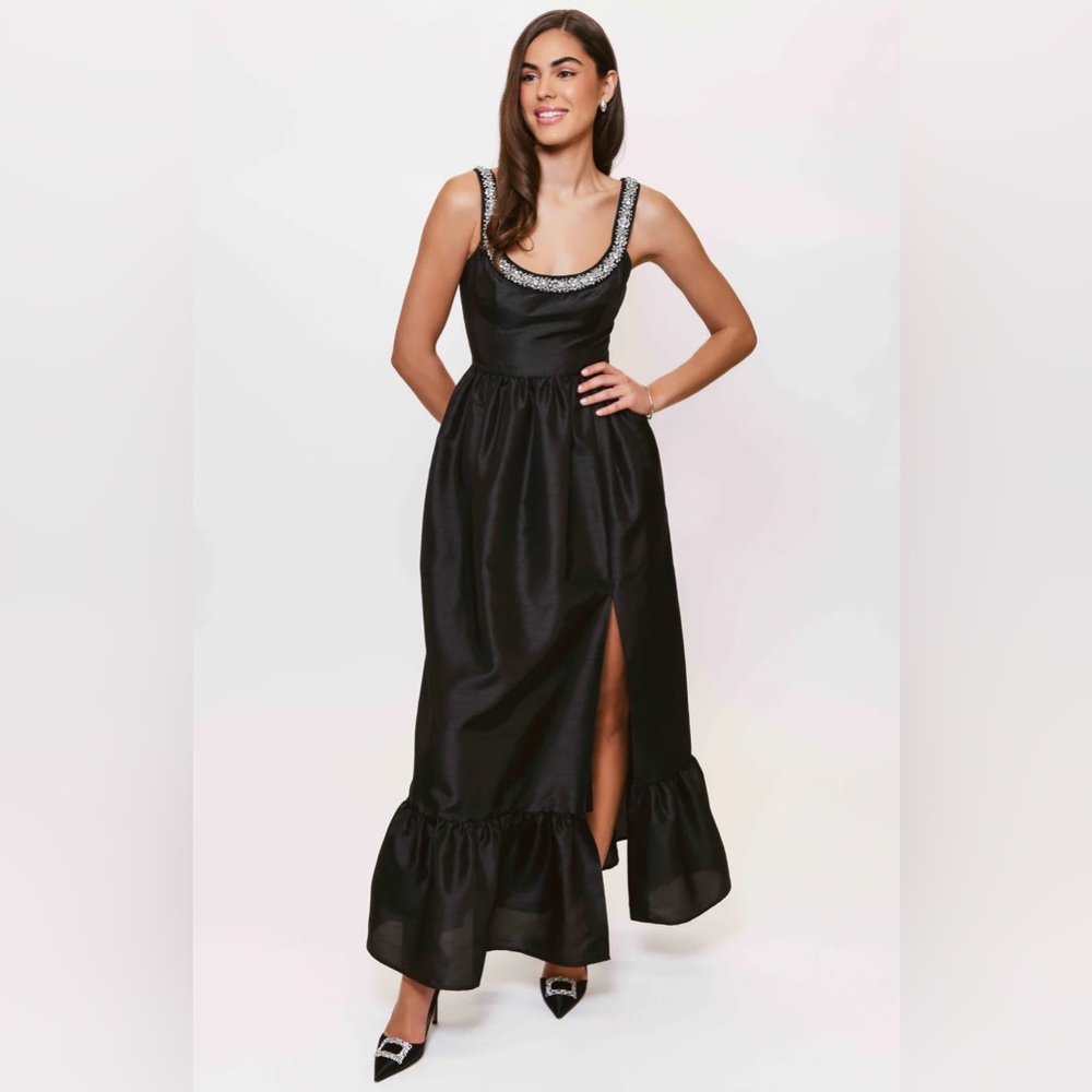 Hutch Erica Size 4- Elegant Black Beaded Scoop Neck Maxi Dress